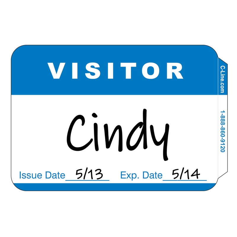 C-Line Self-Adhesive Name Badges, 2 x 3-1/2, Blue, 100/Box (92245) - Image 1